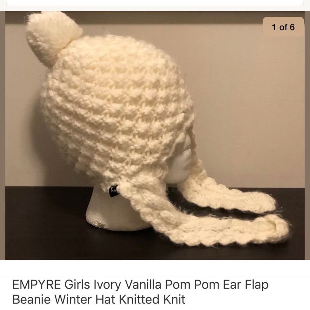 EMPYRE Ivory Pom Ear Flap Winter Knitted Hat Girls